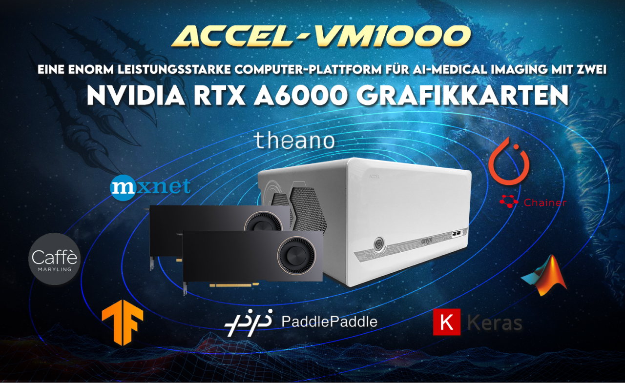 ACCEL-VM1000 Eine enorm leistungsstarke Computer-Plattform für AI-Medical Imaging mit zwei NVIDIA RTX A6000 Grafikkarten 
